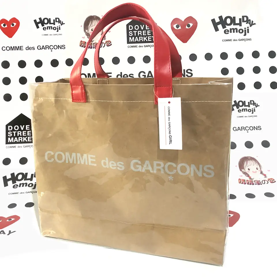 Trendy Brand Kraft Paper Shopping Bag Single Handle Bag Pvc Waterproof Bag Khaki Simple Letter Style