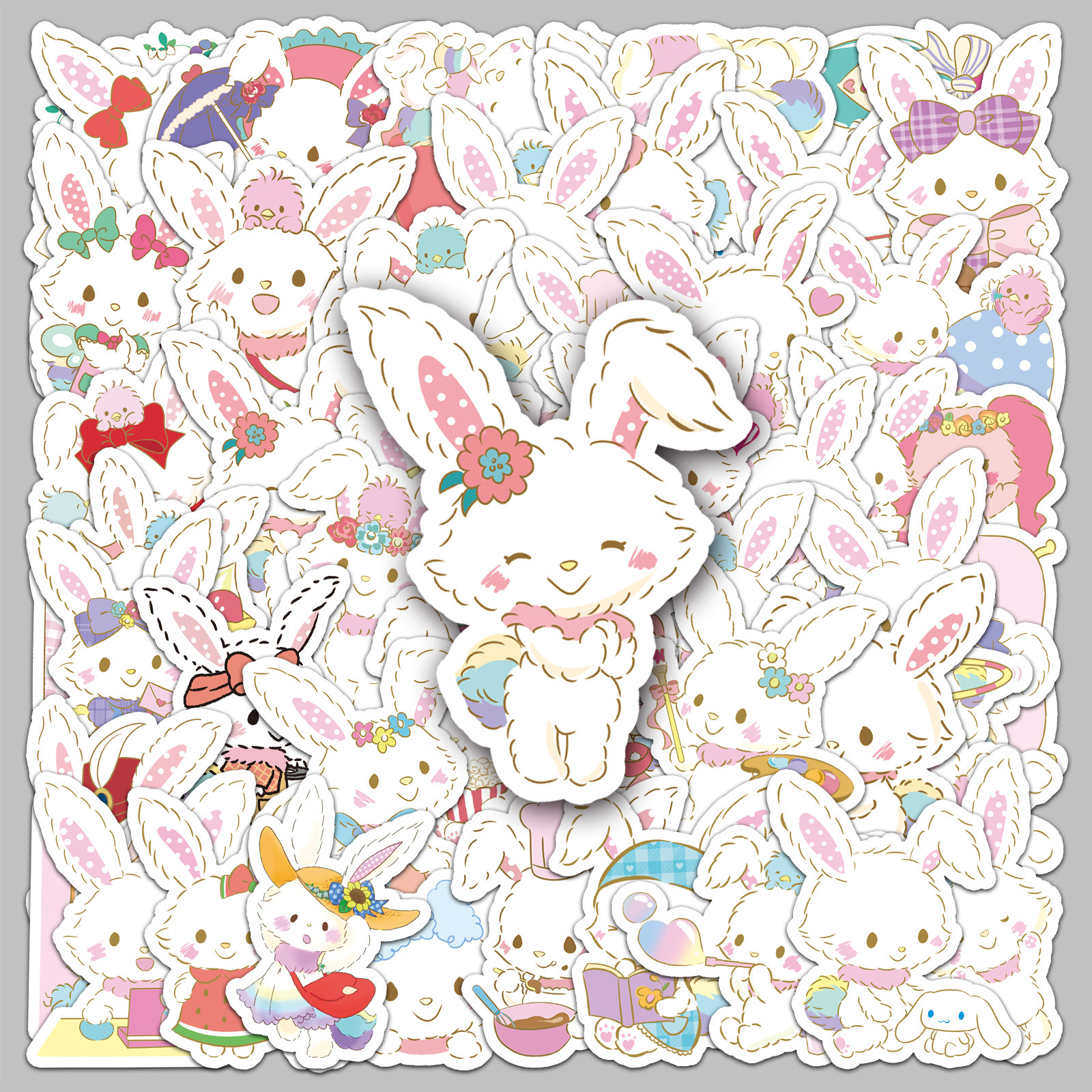 51 pieces of wishing rabbit cartoon stickers Sanrio cute animal rabbit waterproof decorative notebook small sweet potato stickers