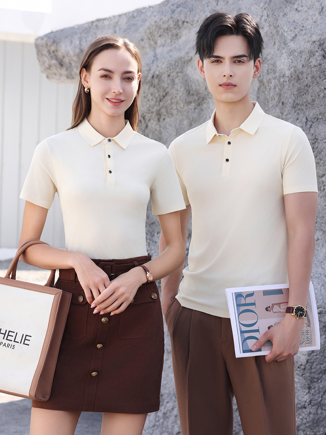 180g jinammonia dynamic beaded seamless polo shirt short-sleeved men's and women's business lapel T-shirt custom LOGO
