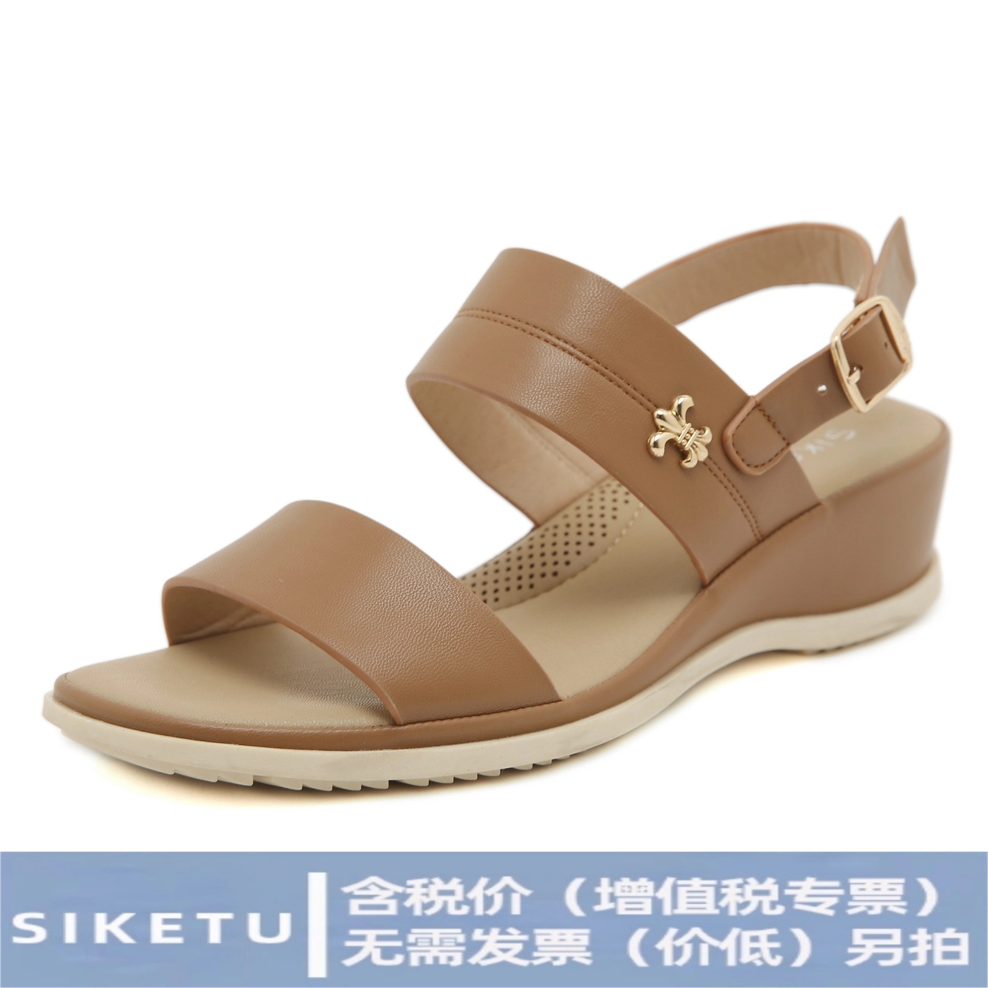1520-1 New 2025 European and American Summer Women's Sandals Buckle Leisure Beach Seaside Comfortable Cross-border Wedge Sandals