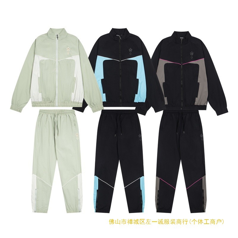 Trapstar Windproof Sports Casual Three-Dimensional Letter Embroidery Jacket Set Loose Zipper Jacket Trendy Brand Pants