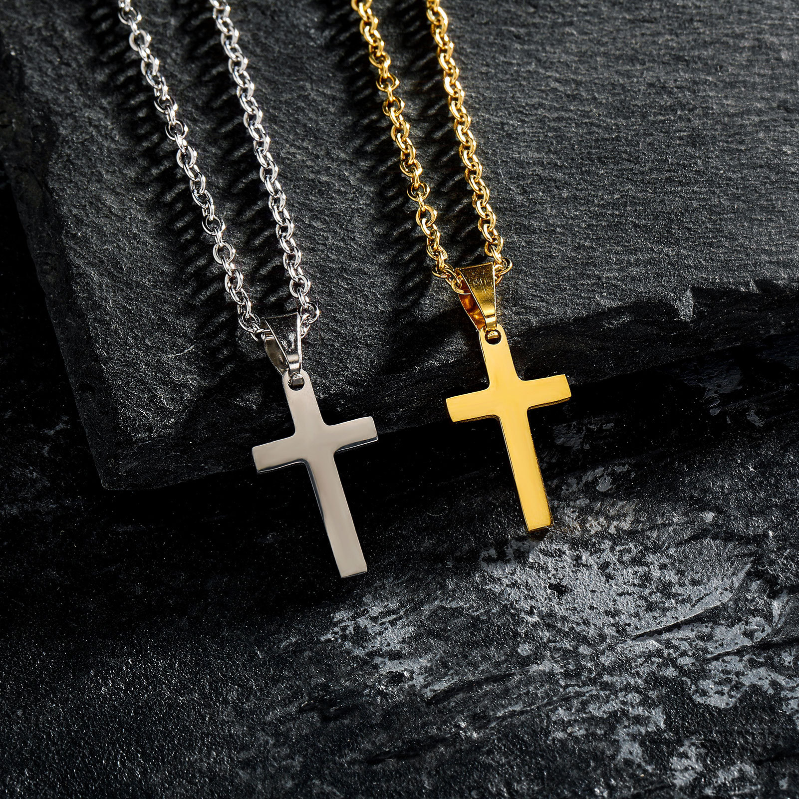 European and American hip hop cross-border hot titanium steel cross pendant men and women stainless steel zircon chain Jinao manufacturers wholesale