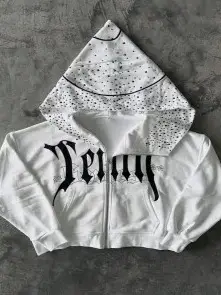 Letter Zipper, Printed T-Shirt with Zipper Jacket