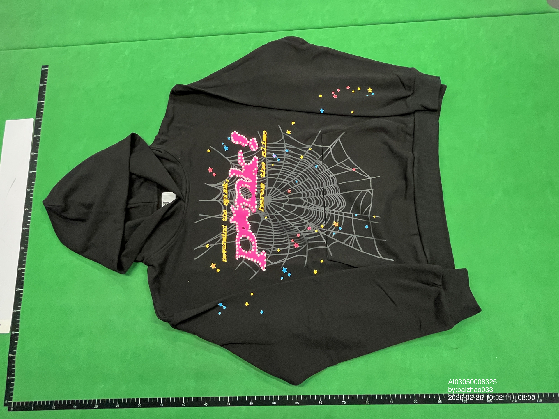 Cross-border foreign trade SP5DER collection foam letter spider pattern hooded hoodie hoodie suit pants fashion QC