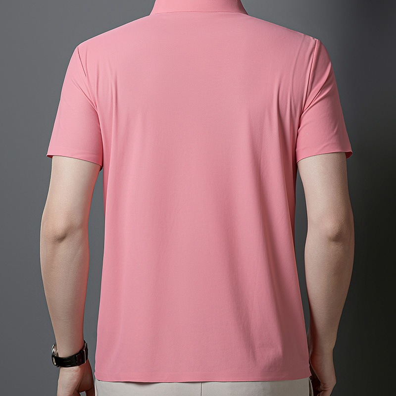 Ice Silk Seamless Polo Shirt for Men, Summer Cool and Unique Pique Fabric Short-Sleeve Plain Top, 2026 New Model