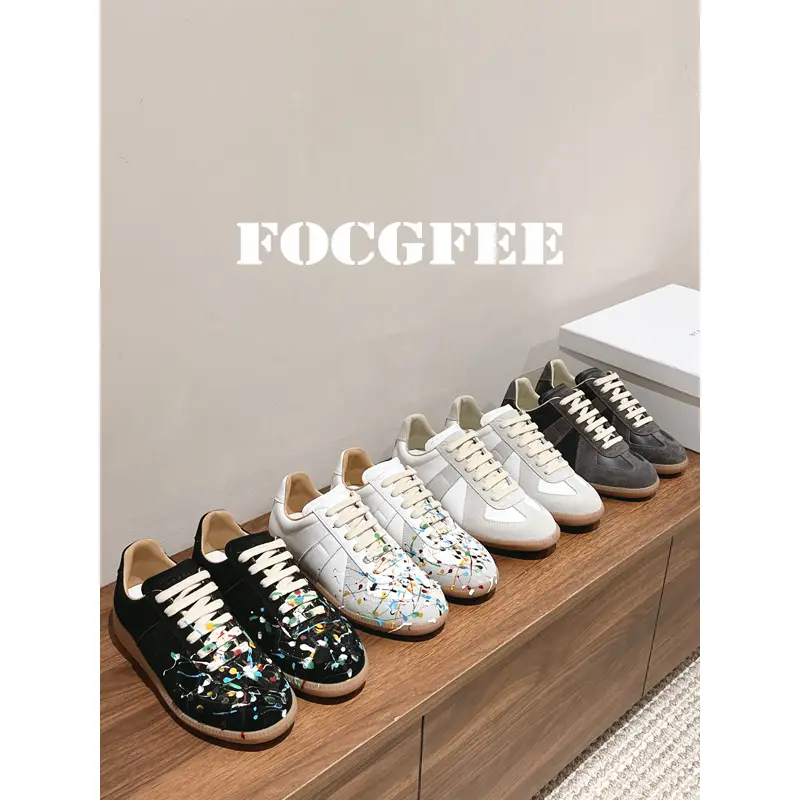 【Toto】Classic Style! Dexun Shoes Women's Splash Ink Genuine Leather Sports Flats Casual Sneakers Forrest Gump Shoes