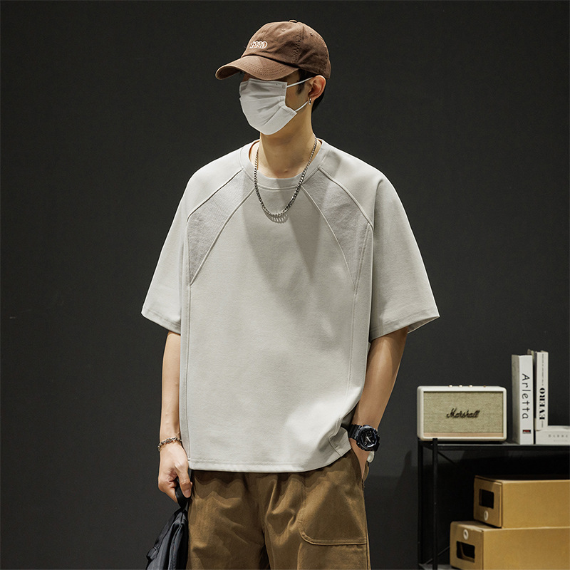 High-End American-Style Minimalist Men's T-Shirt with Textured Linen Feel, 2026 Summer Model, Skin-Friendly, Loose Fit, Versatile Short-Sleeve Top, Trendy
