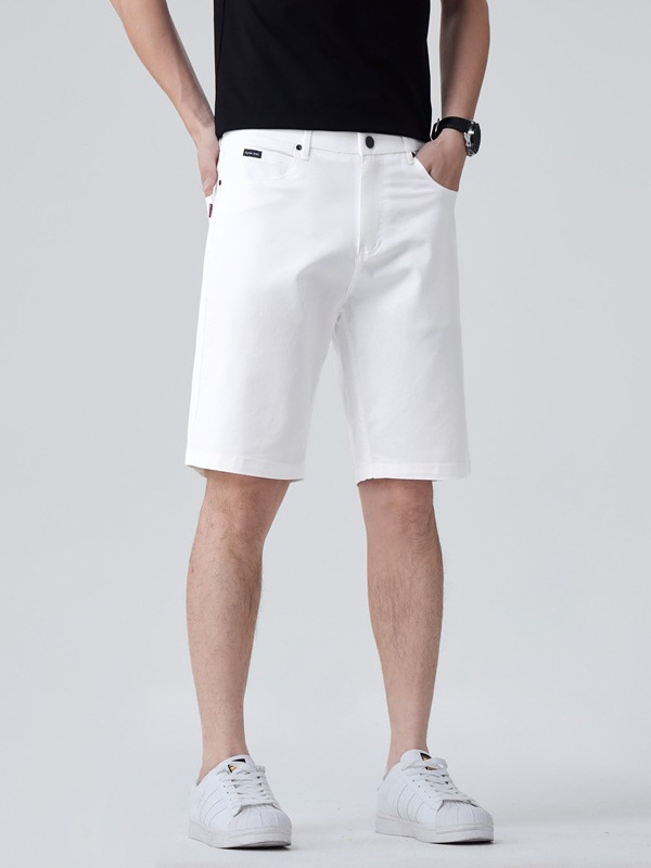 Summer New High-End Pure Cotton Thin Casual Shorts for Men, Straight Loose Fit, Trendy Mid-Length Pants for Young People