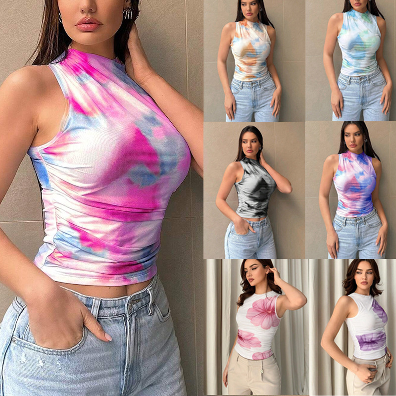 2026 New Trendy Street Style Printed Mesh Vest, Cross-Border Bestseller in Europe, America, and Southeast Asia, Popular Women's Top