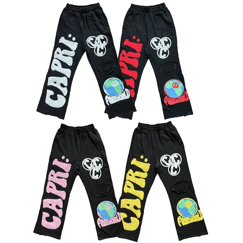 Hellstar Project Capri Flared Pants Casual Flared Patchwork Sports Pants for Men and Women