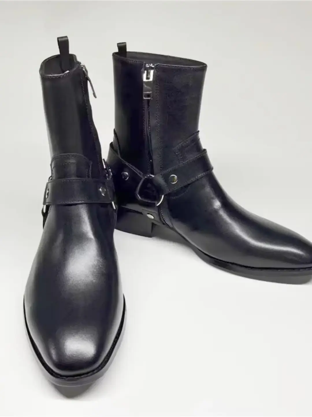 Fashion New Special Offer Chelsea Cowhide Pointed Toe Buckle High Street Martin Denim High Heel Parka Trendy Cowhide Men's Boots