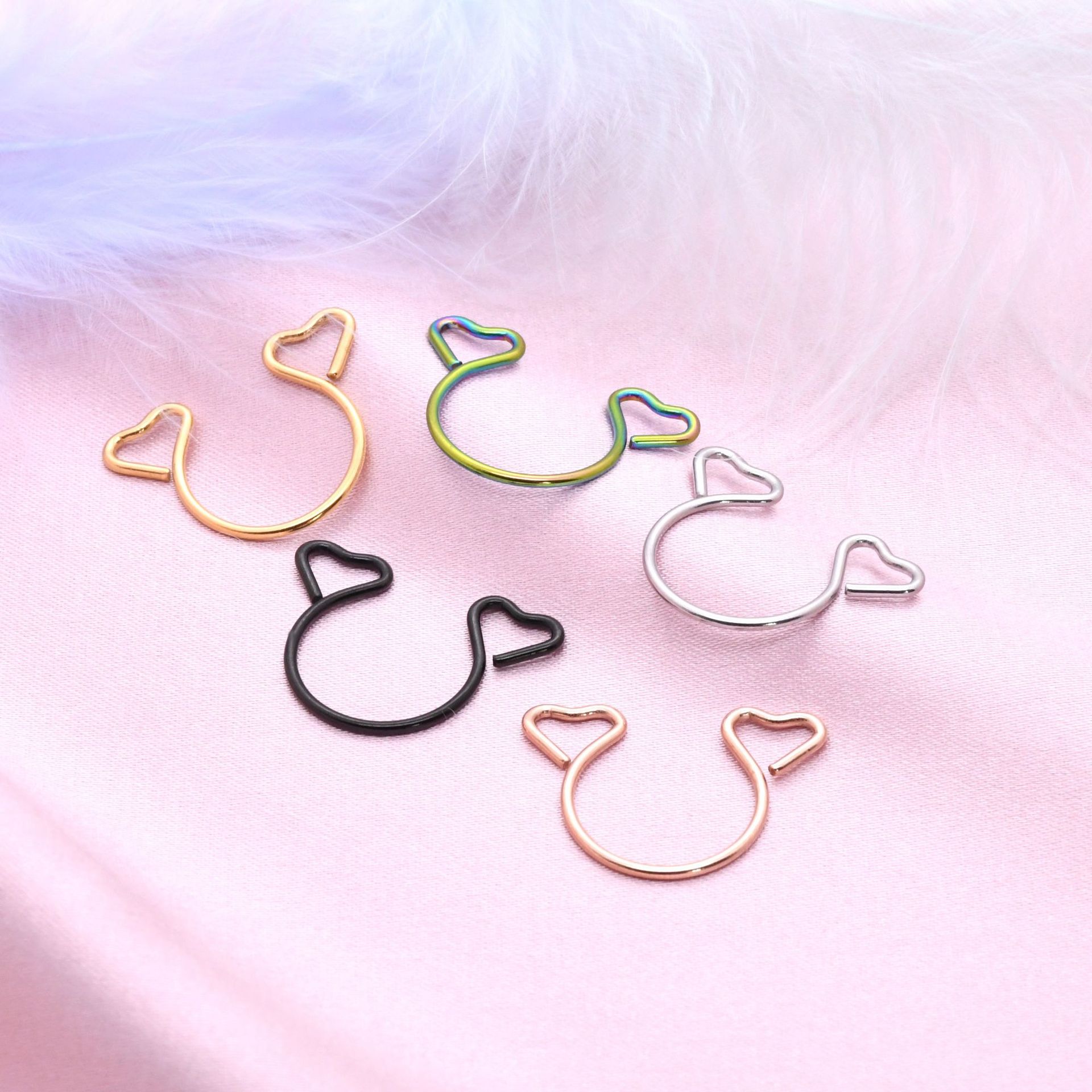 Cross-border source Amazon new milk nail ring personalized creative love sweet stainless steel body piercing jewelry
