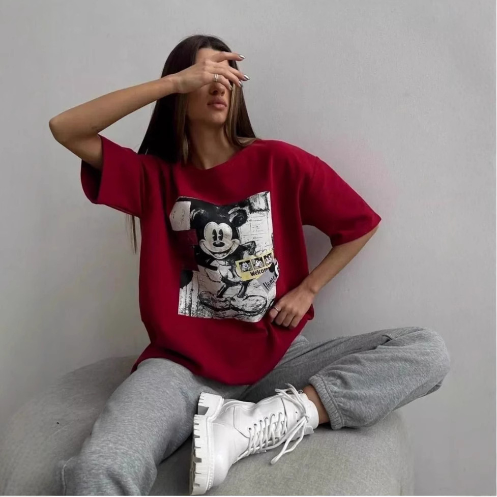 100% Pure Cotton American Design Mid-Length Short-Sleeved T-Shirt for Women Summer New High-End Trendy Brand Versatile Top