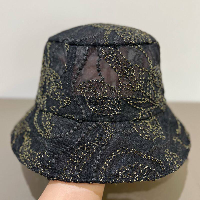 Sequin Mesh Fisherman Hat for Women, Face-Slimming Versatile Bucket Hat, Summer Thin Breathable Sun Hat, Cloche Hat