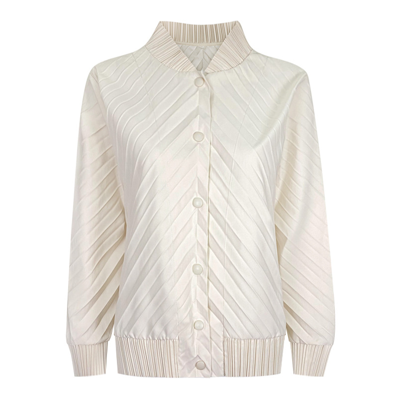 Miyake 2026 Solid Color Basic Style Crinkled Ins Korean Style Long-Sleeve Spring New Loose Casual Windproof Jacket for Women
