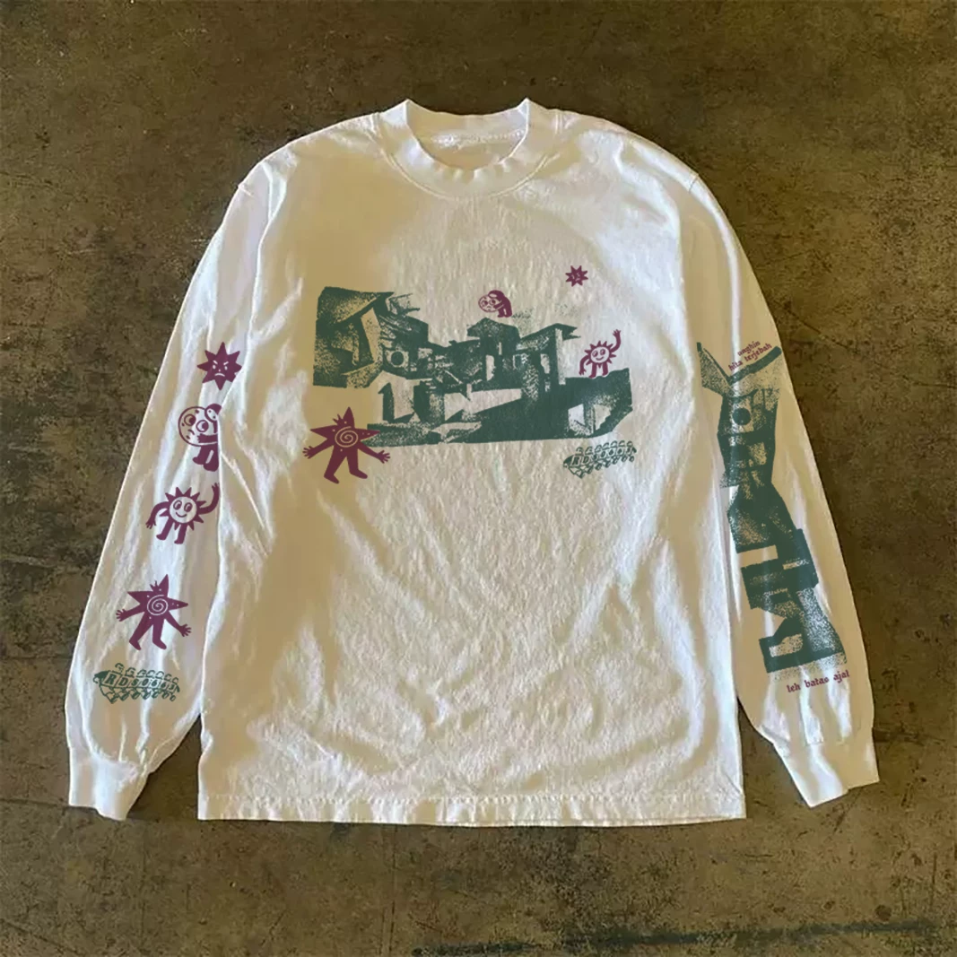 Xiao Chen Has Many Stories, 310g Heavyweight Pure Cotton! American Retro Oversized Long-Sleeve T-Shirt, Versatile for Street Style Foto QC de TAOBAO na Qualit.ly