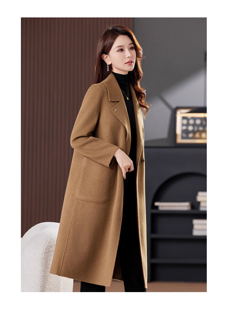 Autumn and Winter New Korean Style Mid-length Women's Fashionable Elegant Small Trendy Double-sided Wool Cashmere Coat