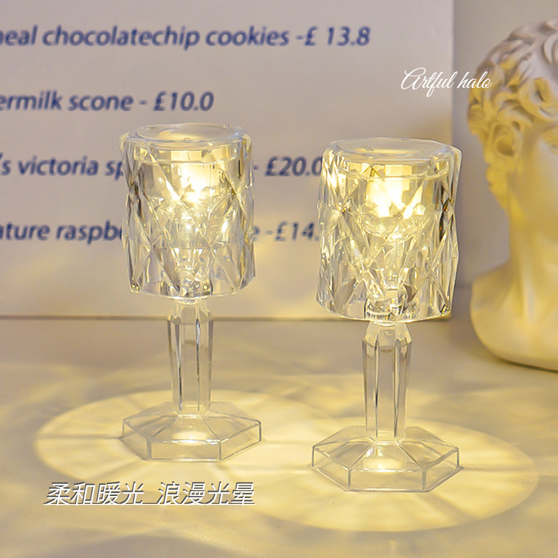 Creative Rose Crystal Nightlight Bedroom Bedside Small Table Lamp Decorative Atmosphere Lamp Birthday Gift Desktop Small Ornaments