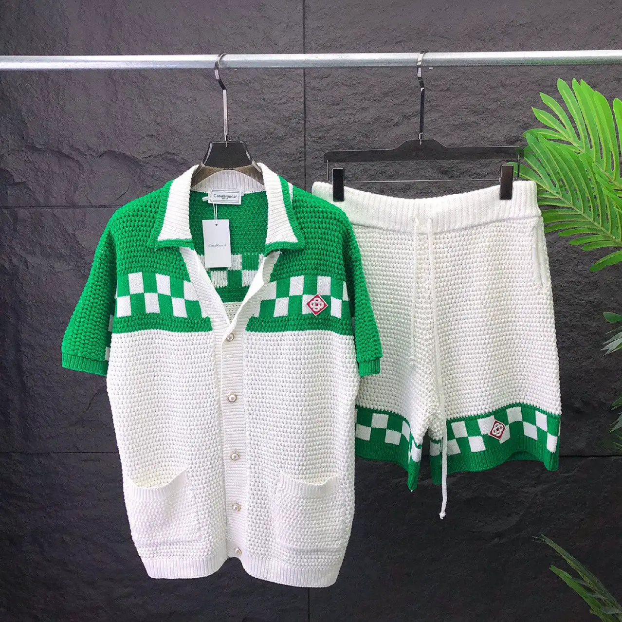 Fashion European Ca Casa short-sleeved sweater suit jacquard sweater men's and women's in stock cross-border Europe and the United States