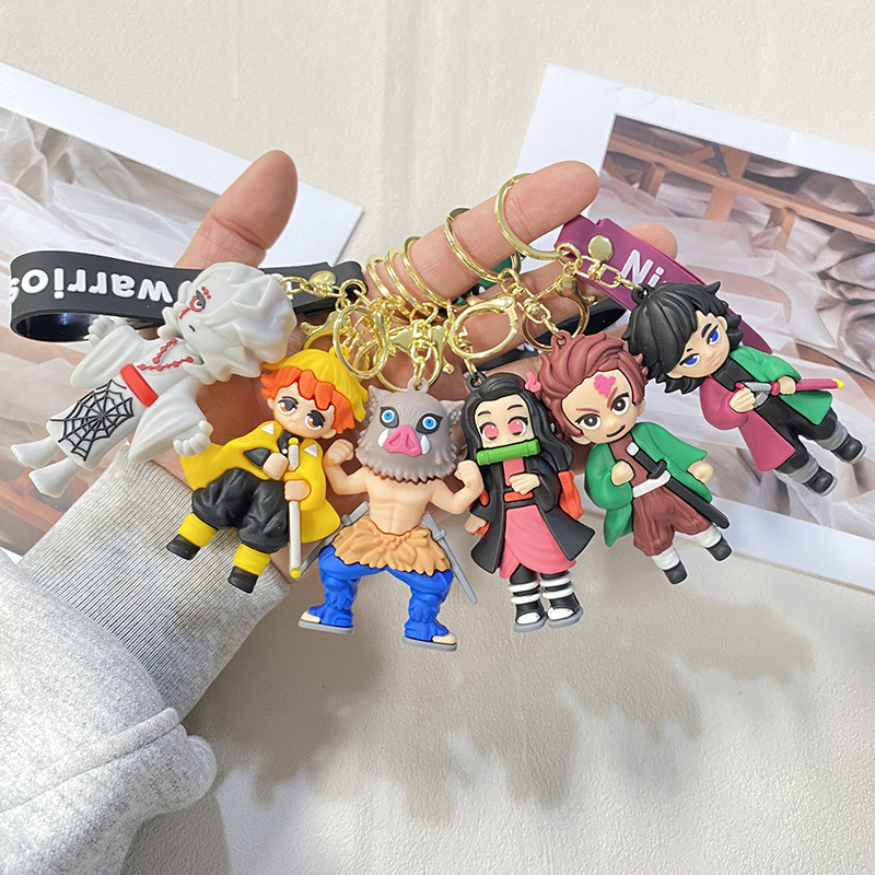 Cross-Border Demon Slayer Keychain Anime Merchandise Figure Nezuko Zenitsu Couple Pendant