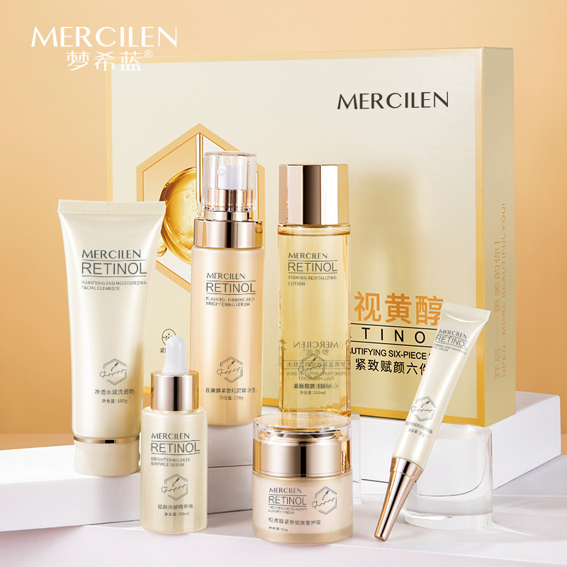 Mengxilan Retinol Tightening Six-piece Set Desalinating Fine Line Moisturizing and Hydrating Tightening Water Emulsion Combination Set