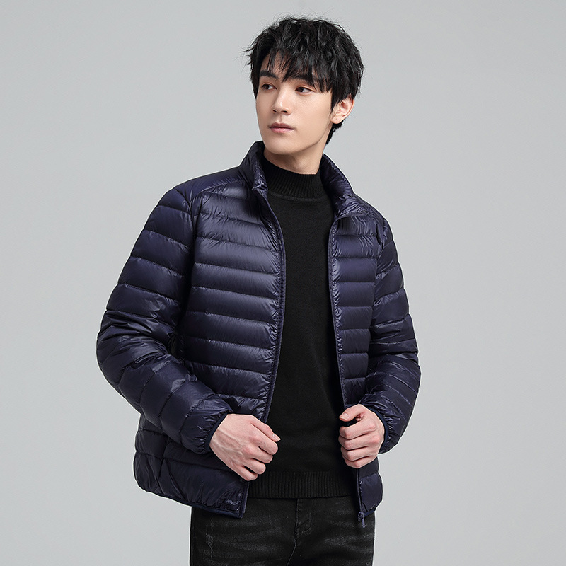 Men's Stand-Collar Lightweight down Jacket 2026 Autumn and Winter Warm and Cold-Resistant 50% White Duck down Vest Hooded Coat Two-Way Zipper