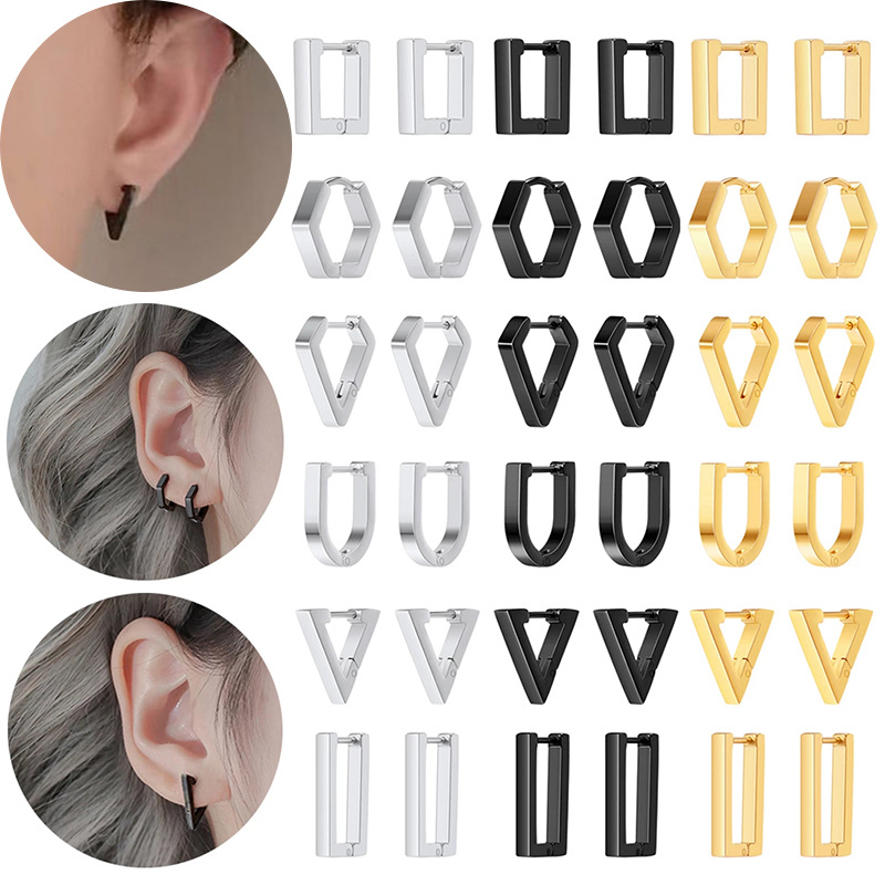 European and American Stainless Steel Earrings, Geometric Various Earrings, Personalized Earrings for Men and Women, Piercing Jewelry, Wholesale in Stock