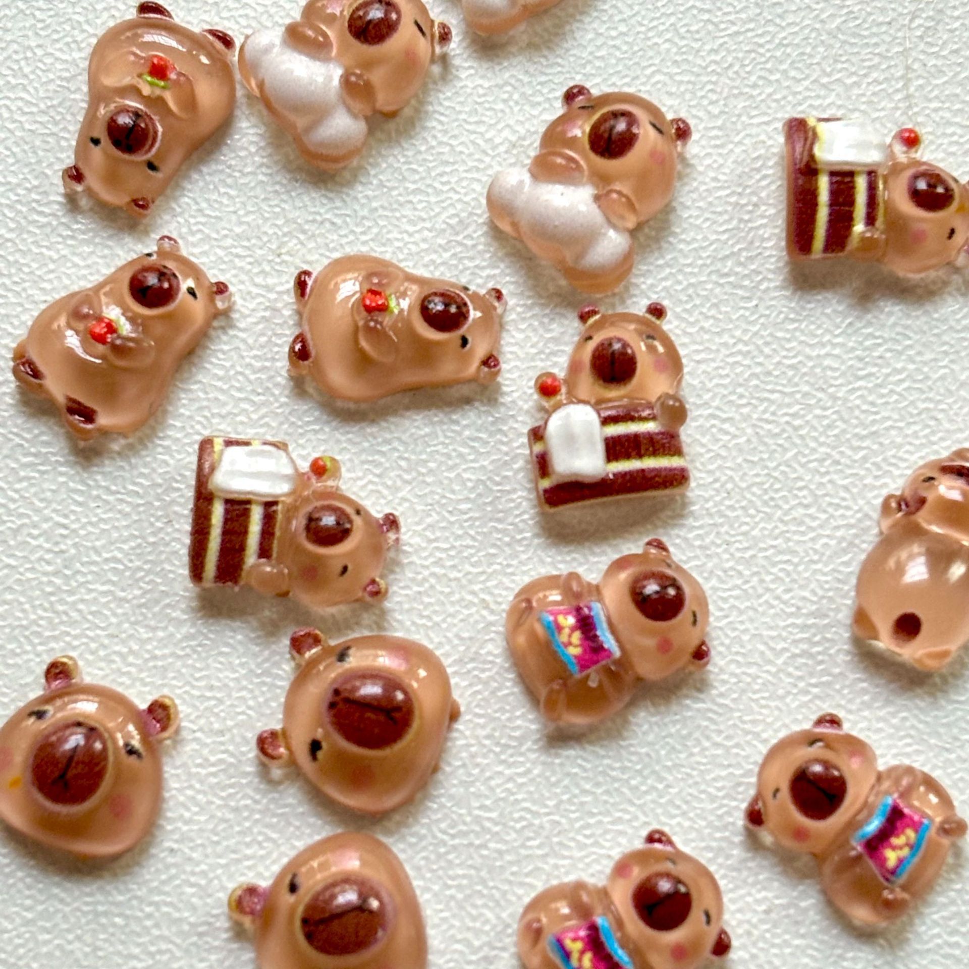 Trendy Mini Capybara Nail Art Accessories Cute Cartoon Resin Bear Brown Blind Bag Figurine