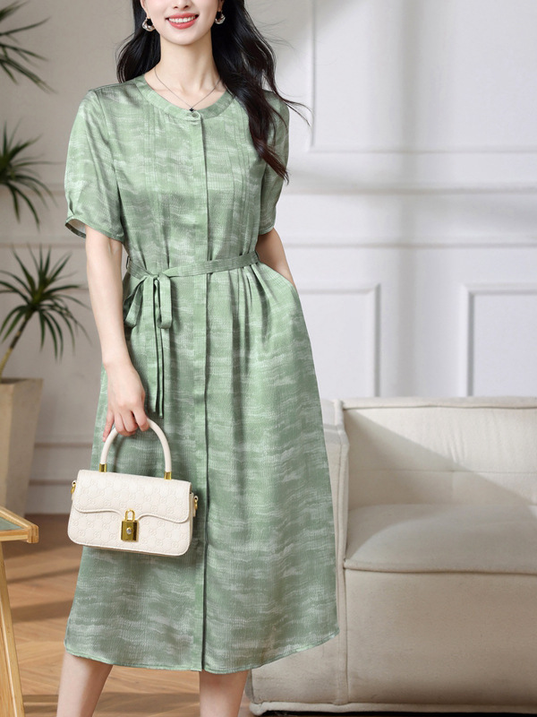 Authentic Hangzhou Silk Women's Clothing 2025 Summer New Satin Elegant Loose Waist Elegant Silk A-Line Trendy Skirt