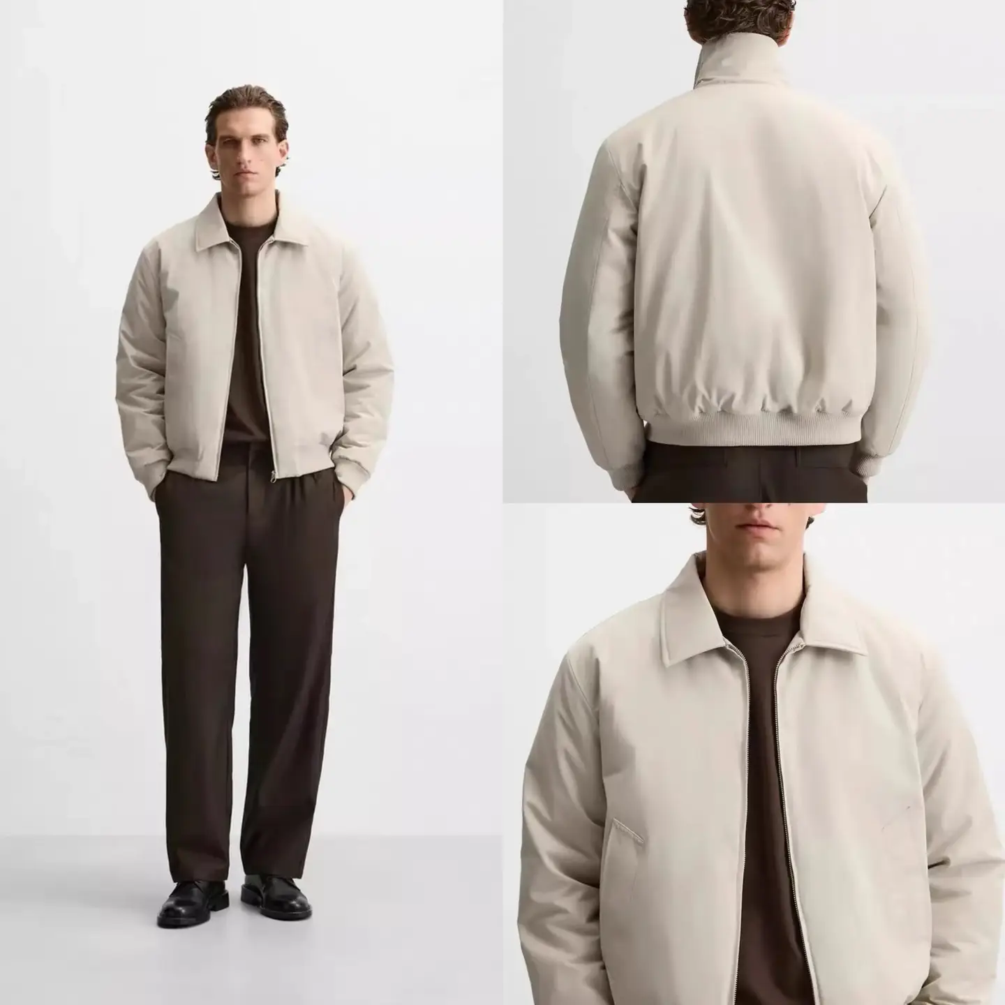 Men's Beige Bomber Jacket