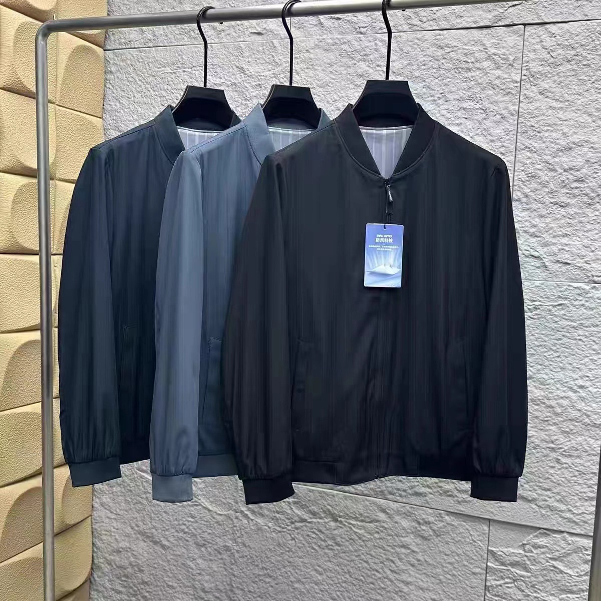 Outdoor Technical Fabric Lightweight Water-Resistant Tear-Resistant Autumn Men's Dark Pattern Baseball Collar Thin Jacket