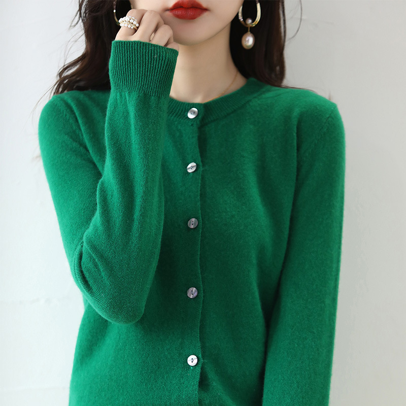 Round Neck Knitted Shirt Long-sleeved Cardigan Women's Autumn New Loose Western-style Short Top with Black Sweater Coat