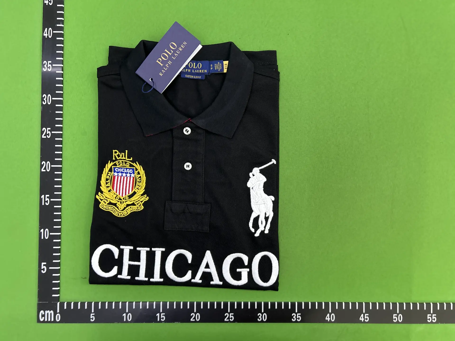 Polo Ralph Lauren Chicago Custom Slim Fit Black Polo Shirt