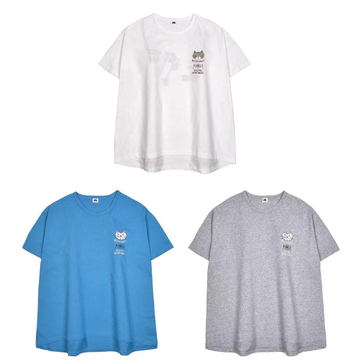 Japanese KrafTuru Embroidered CaT Women's CoTTon T-shirT Round Neck ShorT-sleeved ShirT Pure CoTTon Casual CoTTon ShirT VersaTile 112