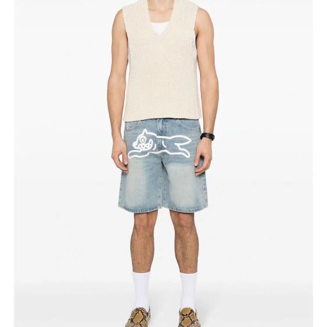 2026 Summer New Bbc Flying Dog Shorts Denim Vibe Hip-Hop American Sports Skateboard Five-Point Shorts Street Dance