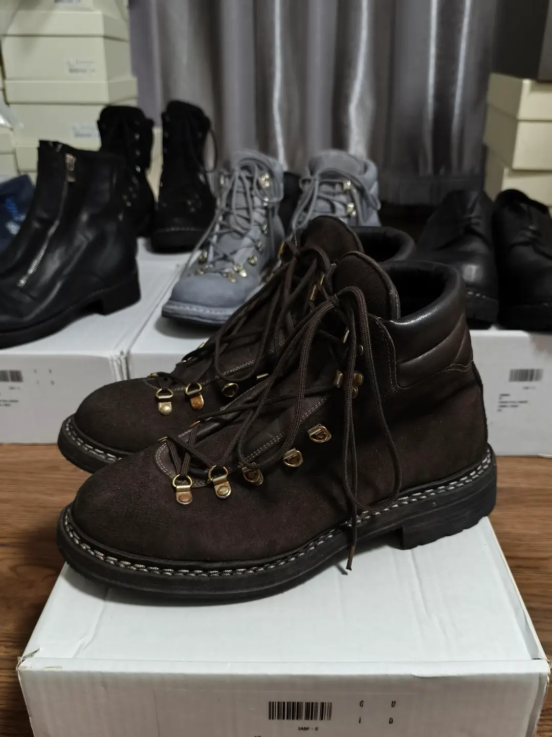 American Retro Suede Genuine Leather Martin Boots for Men, Thick-Soled Motorcycle Boots, High-Top Leather Shoes, Workwear Hiking Ankle Boots