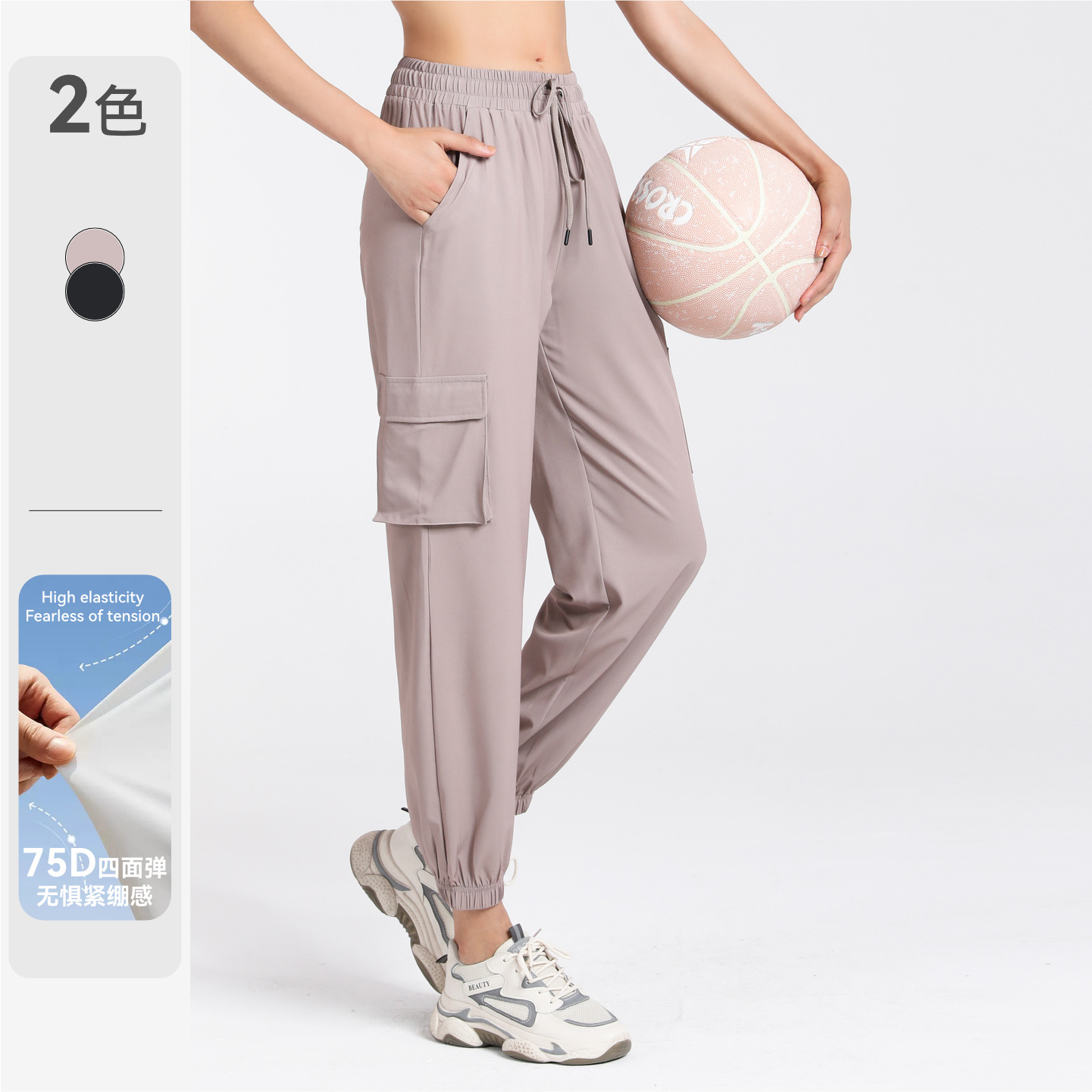 Cross-Border Spring and Summer European and American Style Women's Loose Straight-Leg Cargo Pants for Running, Training, and Fitness Joggers