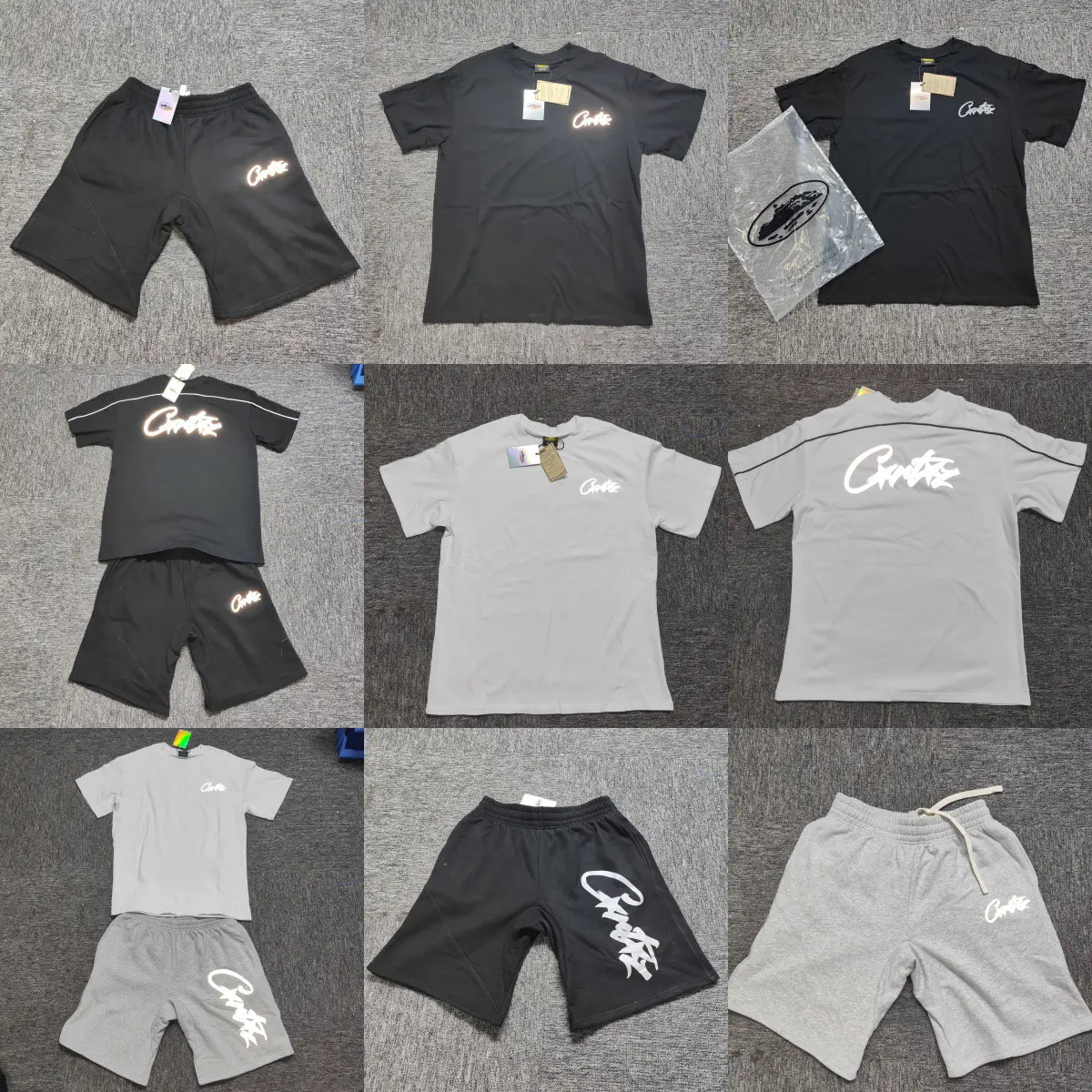 Cortiez New Export Trendy Brand Summer New Reflective Letter Men's and Women's Shorts Short-Sleeved T-Shirt Suit