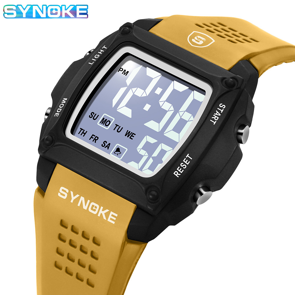 SYNOKE Small Square Retro Sports Electronic Watch Men's Multifunctional Waterproof Luminous Fashion Student Watch