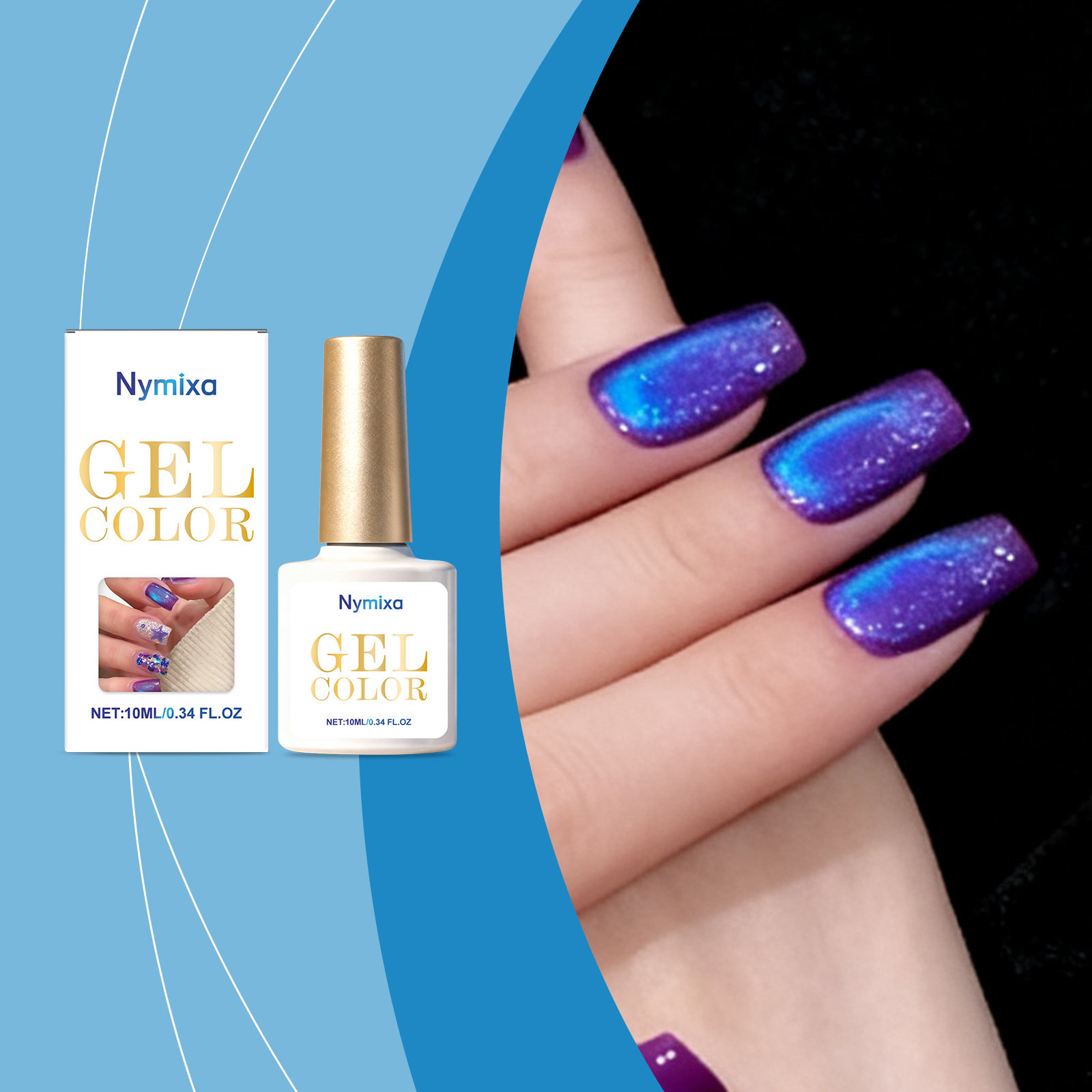 Nymixa Blueberry Cat Eye Nail Glue Cat Eye Gel Nail Polish Daily Color Nail Glue Special for Manicure