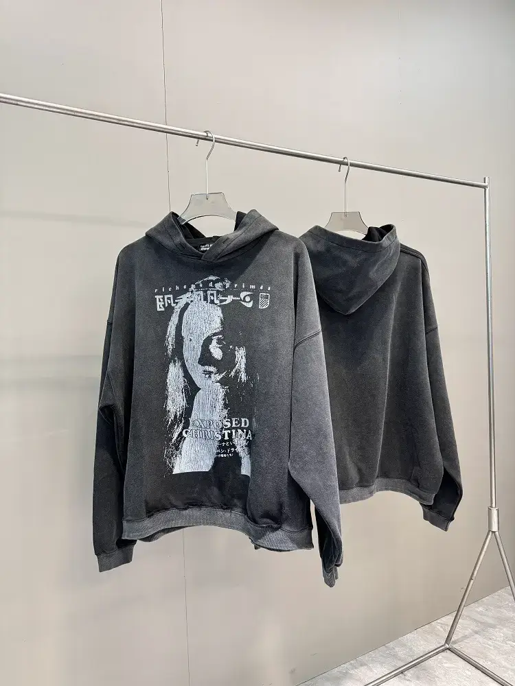 Erd 24Ss Melancholic Rich Second Generation Expose Christina Goddess Fanfan Cracked Pattern Print Sweatshirt for Men
