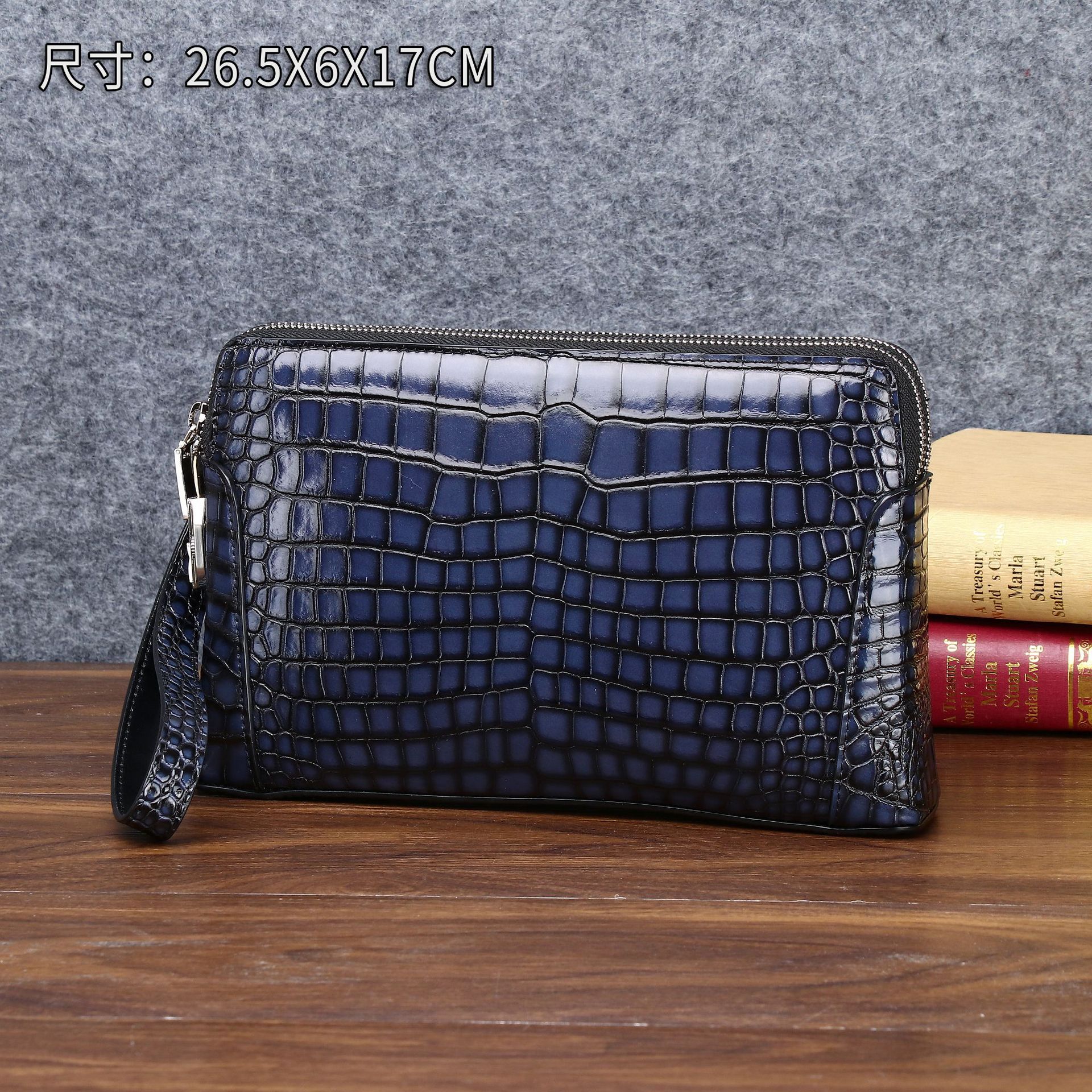 Crocodile Belly Pattern Color-Washed Men's Large Clutch Multifunctional Password Lock Clutch Large Capacity Business Folder Trendy Wholesale