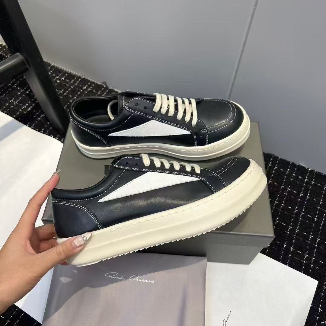 Ro Independent Line Rick Leather Black and White Owens Niche High Street Triangular Low-Top Thick-Soled Shoes Mocha Suede QC-foto från 1688 på Qualit.ly