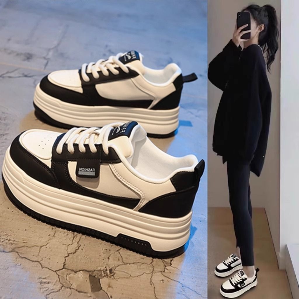 Beijianglang Thick-Soled Versatile White Sneakers for Women 2026 New Summer Hot-Selling Black and White Panda Shoes Versatile Sports Casual Shoes