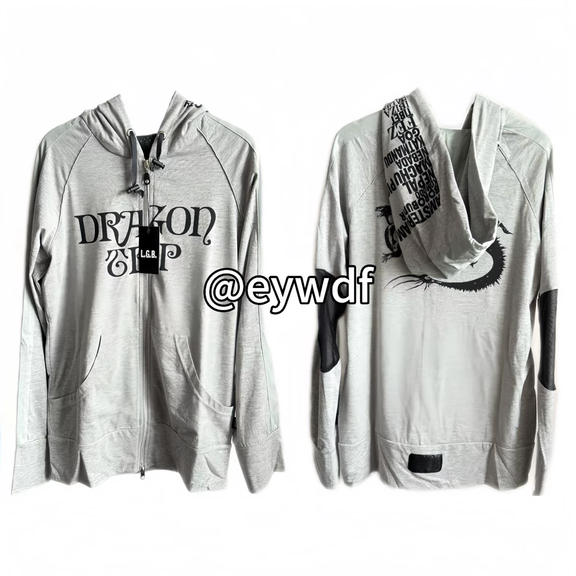 Independent crocodile LGB gray dragon print back retro letter pattern loose fit visual style