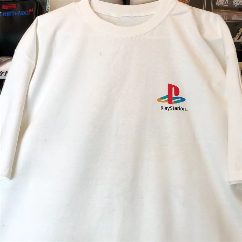 Anime letter TV game console collaboration T-shirt short sleeved oversized heavyweight cotton men's and women's trendy brand Tee shirt