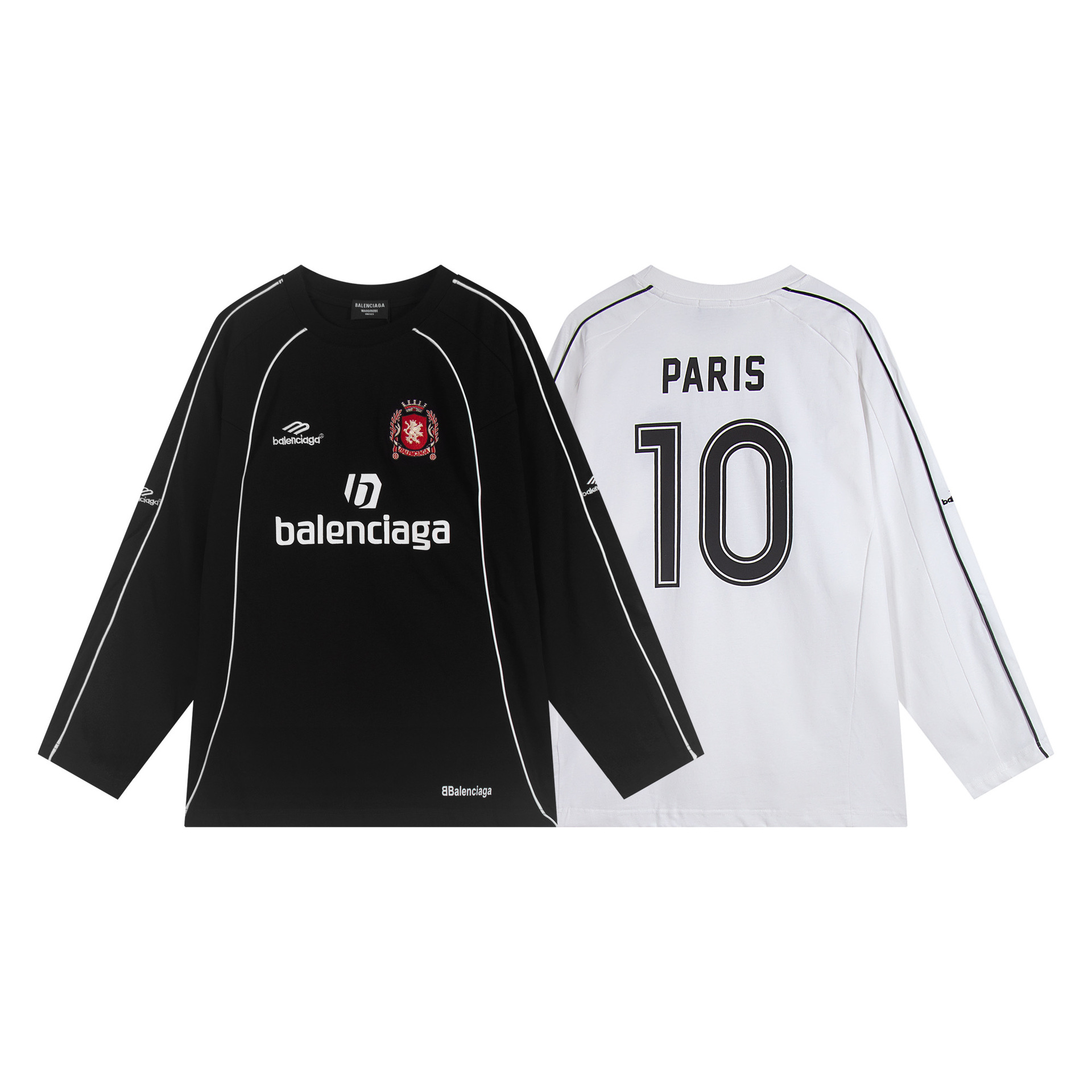 Cross-Border Foreign Trade Wholesale Spring and Summer New Paris B Brand Manchester United Round Neck Long-Sleeve Jersey T-Shirt Couple's Matching Style for Men and Women Trendy