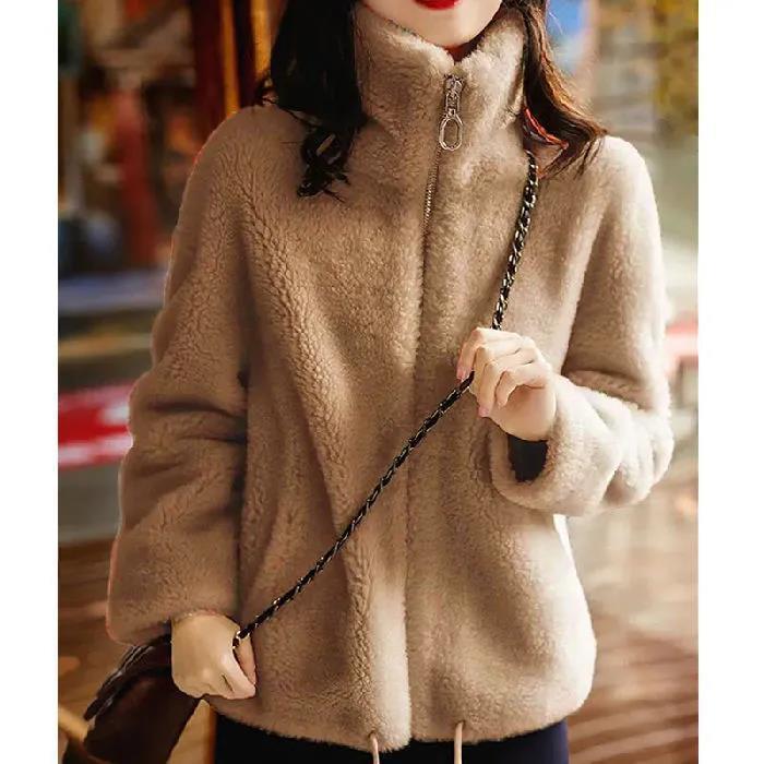 Thick Velvet Outwear for Women Trendy Ins Winter Double-Sided Velvet Warm Turtleneck Sweatshirt for Women Cardigan Zipper Fleece Outwear for Women