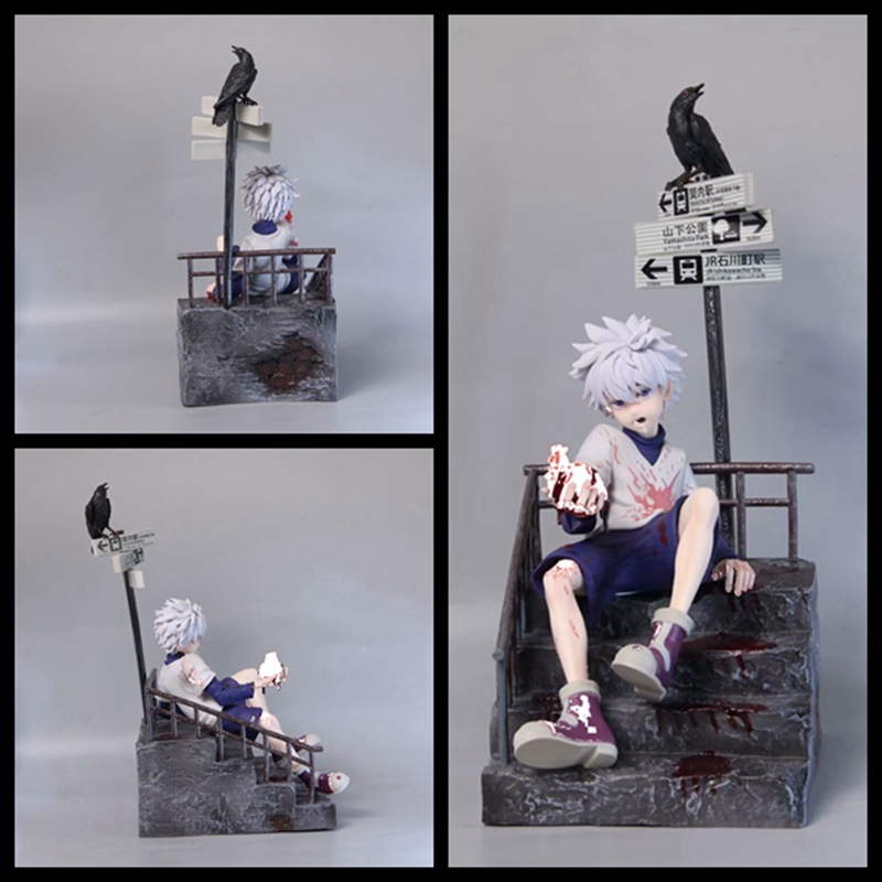 Full-Time Hunter Killua Zoldyck Bounty Hunter Sitting Pose Scene Statue Model Figurine Boxed Figure