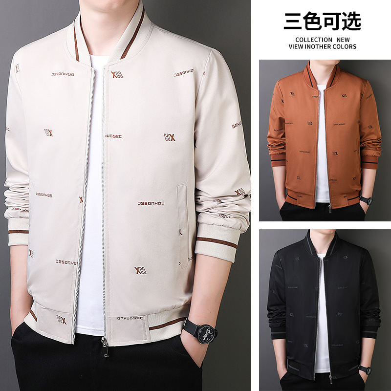 Stand Collar Jacket Men's Spring Coat 2026 New Style Baseball Collar Youth Spring and Autumn Trendy Slim Fit Men's Clothing